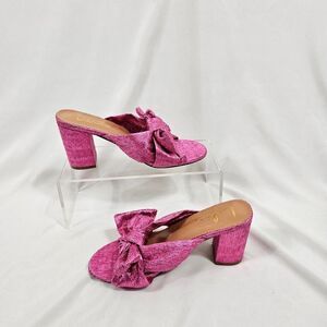 Lulus Dorothea Heeled Bow Sandals In Pink - Size 7